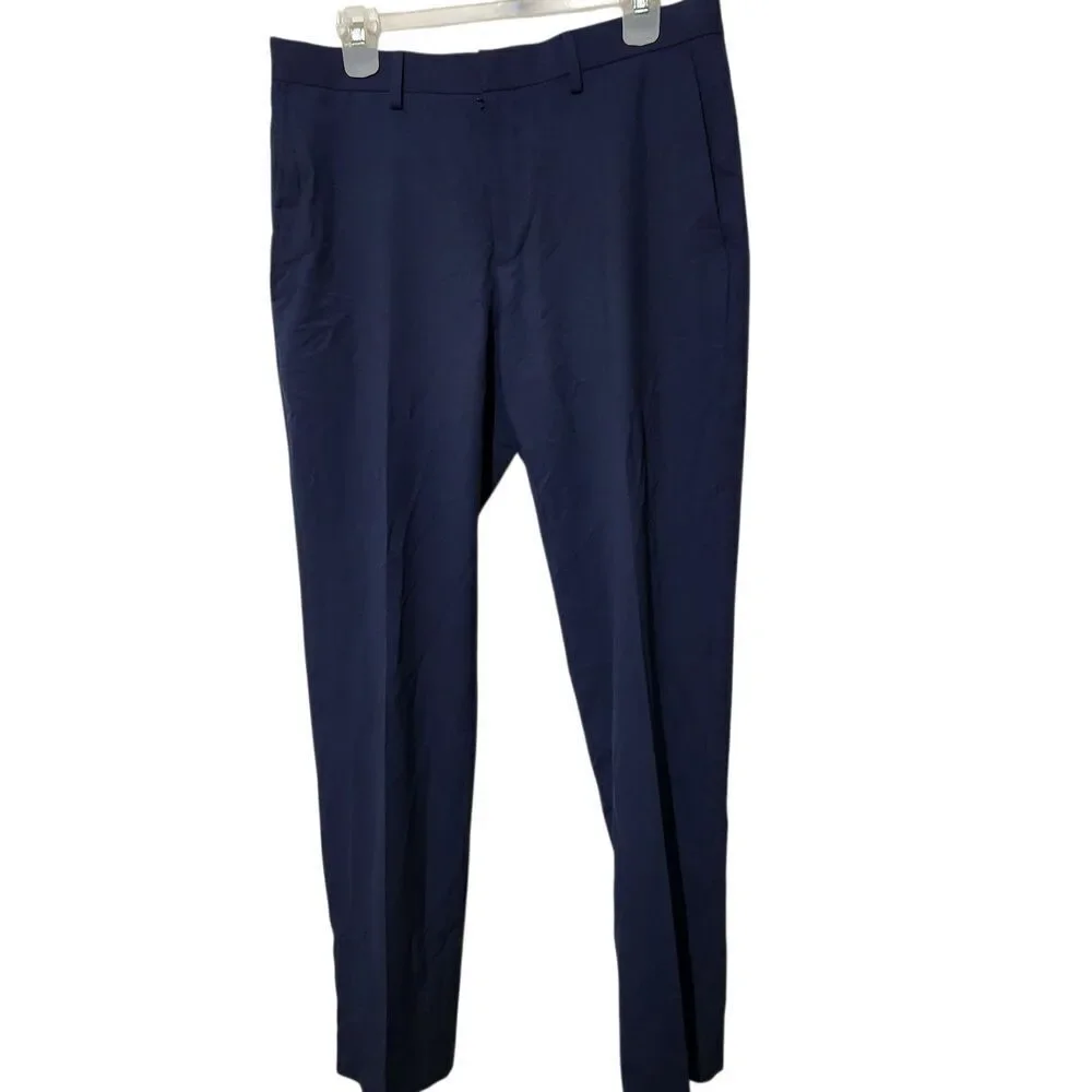 J.M Haggar Dress Pants Size 32x30 Navy Blue Color Flat Front.   New